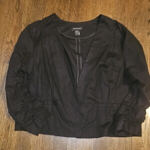 Ashley Stewart Black Open Front Blazer